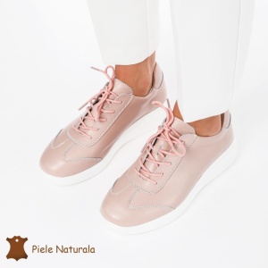 Pantofi casual elegante de dama din piele naturala LF0221 ROZ - Img 2
