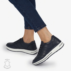 PANTOFI CASUAL Piele Naturala CU INCHIDERE SIRET SI MODEL PE TALPA LF1303 BLEUMARIN - Img 2