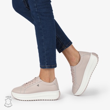 Pantofi CASUAL PIELE NATURALA cu talpa inalta LF1275 Mov - Img 4