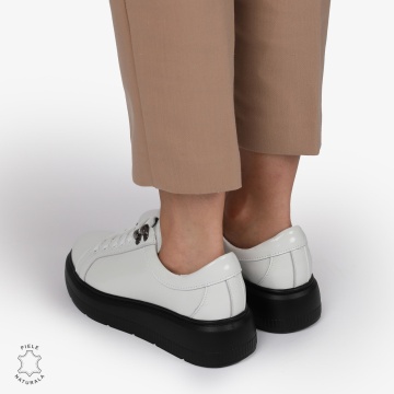 Pantofi CASUAL PIELE NATURALA LACUITA LF1294 ALB - Img 4