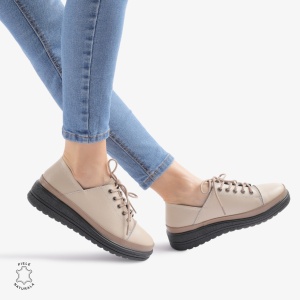 Pantofi casual piele naturala LF877 BEJ