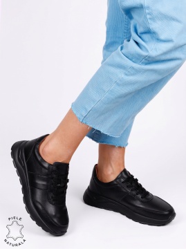 Pantofi casual sport damă din piele naturală LF1812 Negru