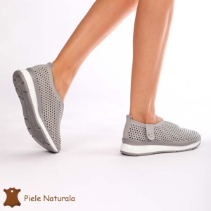 Pantofi Perforati Dama Piele naturală LF0098 GRI - Img 4