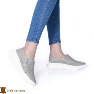 Pantofi Perforati Dama Piele naturală LF0100 GRI