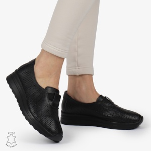 Pantofi Perforati Dama Piele naturală LF0104 NEGRU