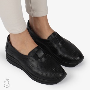 Pantofi Perforati Dama Piele naturală LF0104 NEGRU - Img 2