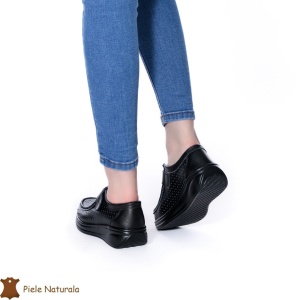 Pantofi Perforati Dama Piele naturală LF0106 NEGRU - Img 3