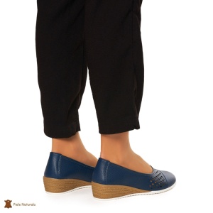 Pantofi Perforati Dama Piele Naturala Slip-on LF0077 BLEUMARIN - Img 4