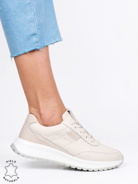 Pantofi sport damă din piele naturală cu design minimalist LF1813 Bej - Img 2