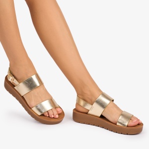 SANDALE dama din Piele ECOLOGICA CU BRETELE LF1093CULOARE: AURIU