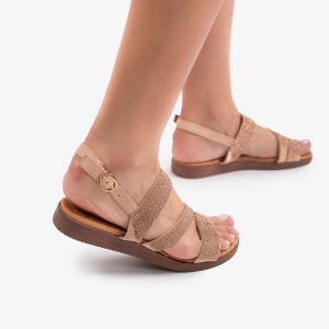 Sandale dama din Piele Ecologica LF0148 Champagne - Img 3