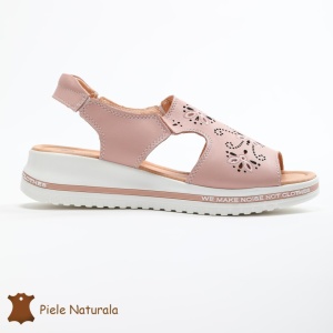 Sandale dama din Piele Naturala cu talpa Inalta LF0195 PINK - Img 2