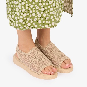 SANDALE dama DIN TEXTIL CU MODEL LF1017 Culoare: BEJ - Img 2
