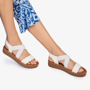 SANDALE dama Piele ECOLOGICA LF1009 CU ELASTIC Culoare:ALB