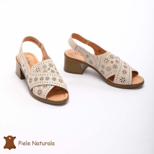 SANDALE Dama Piele Naturala CU barete incrucisate LF1441 Culoare: BEJ - Img 3