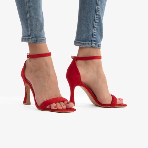 SANDALE ELEGANTE DIN PIELE ECOLOGICA Intoarsa CU Toc Special LF0753 ROSU