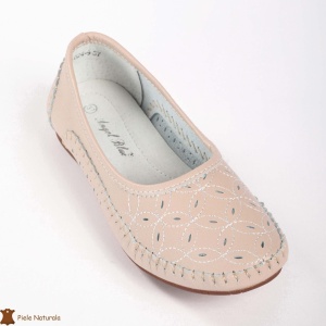 Balerini dama din Piele Naturala cu mici perforatii LF0180 ROZ - Img 2
