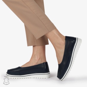 Balerini dama din Piele Naturala cu talpa groasa LF0172 BLEUMARIN - Img 4