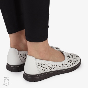 BALERINI dama din Piele naturala PERFORATA SLIP-ON LF1363 ALB - Img 4