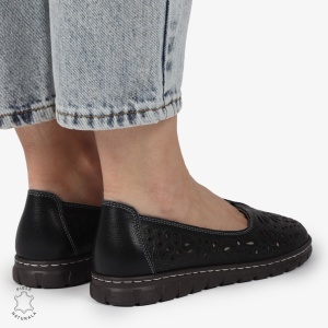 BALERINI dama din Piele naturala PERFORATA SLIP-ON LF1363 NEGRU - Img 3
