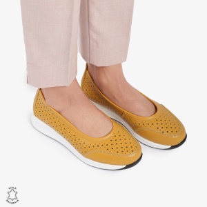 Balerini dama din Piele Naturala Slip-On LF0721 GALBEN - Img 3