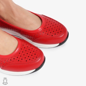 Balerini dama din Piele Naturala Slip-On LF0721 ROSU - Img 4