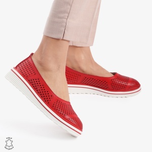 Balerini Dama Piele naturală LF0105 ROSU