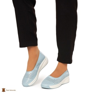 Balerini Dama Piele Naturala Slip-on LF0076 ALBASTRU