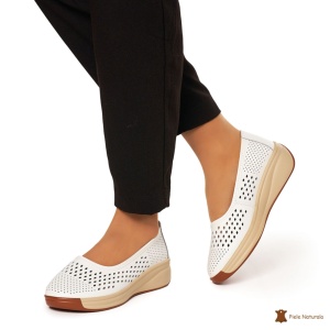 Balerini Dama Piele Naturala Slip-on LF0076 ALB - Img 3