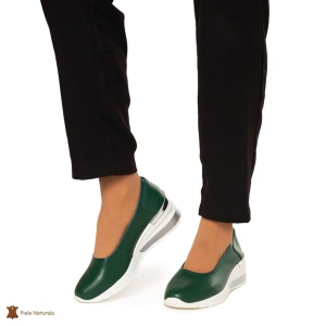Balerini Dama Piele Naturala slip-on LF0082 VERDE INCHIS