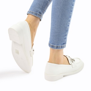 Mocasini DAMA din PIELE ECOLOGICA CU ARGINTIU LF0966 CULOARE:ALB - Img 3