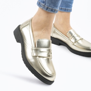 Mocasini DAMA din PIELE ECOLOGICA LF0960 CULOARE: AURIU - Img 2