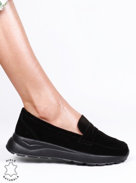 Mocasini damă din piele naturală cu design modern LF1815 Negru - Img 2