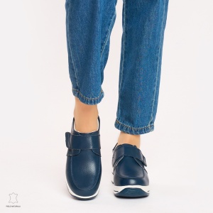 Mocasini dama din piele naturala cu talpa groasa LF0004 NAVY - Img 2