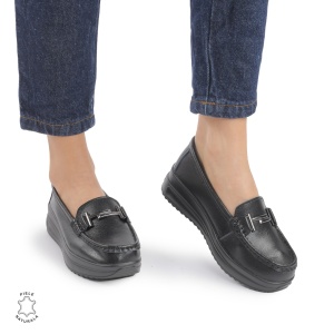Mocasini DAMA din PIELE Naturala LF0941 CULOARE: Negru