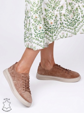 Pantofi casual dama din piele naturală cu accesoriu decorativ LF1821 Khaki