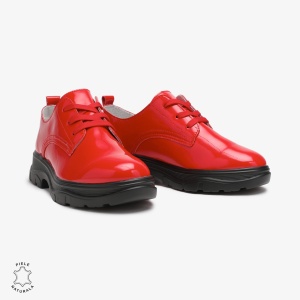 Pantofi casual dama din Piele naturală lacuiti LF0110 ROSU - Img 2