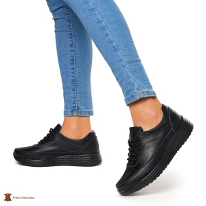 Pantofi Casual dama din Piele naturala LF00809 NEGRU - Img 2