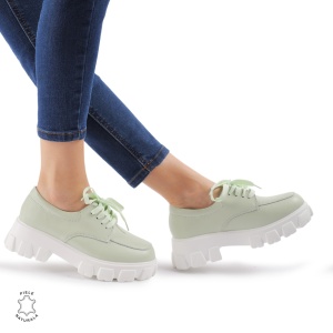 Pantofi casual dama din Piele naturală LF0109 VERDE - Img 2
