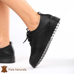 Pantofi casual dama din Piele naturală LF0113 NEGRU - Img 2