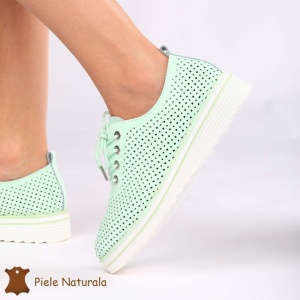 Pantofi casual dama din Piele naturală LF0113 VERDE
