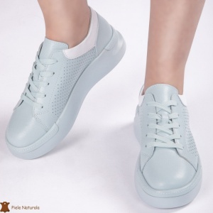 Pantofi Casual Dama din Piele naturală LF0117 ALBASTRU - Img 3