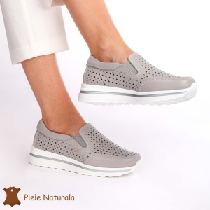 Pantofi Casual dama din Piele naturala LF0860 GRI - Img 3