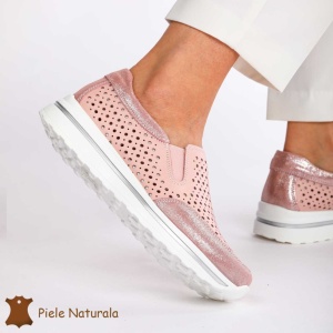 Pantofi Casual dama din Piele naturala LF0860 ROZ - Img 3