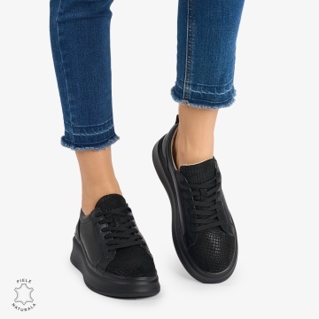 Pantofi Casual DAMA din PIELE Naturala LF0947 CULOARE NEGRU - Img 3