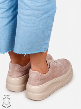 Pantofi casual damă din piele naturală, model sport LF1822 BEJ - Img 3