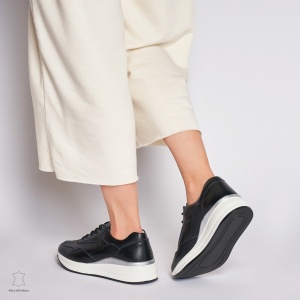 Pantofi Casual dama din Piele naturala Multicolor LF1234 NEGRU - Img 3
