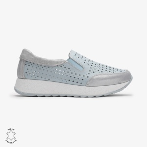 Pantofi Casual dama din Piele Naturala Perforati LF0711 ALBASTRU - Img 2