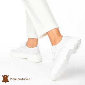 Pantofi Casual Dama Piele naturală LF0207 ALB