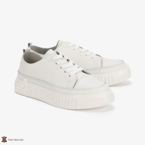 Pantofi Casual de dama din Piele naturala cu talpa groasa LF0489 ALB
